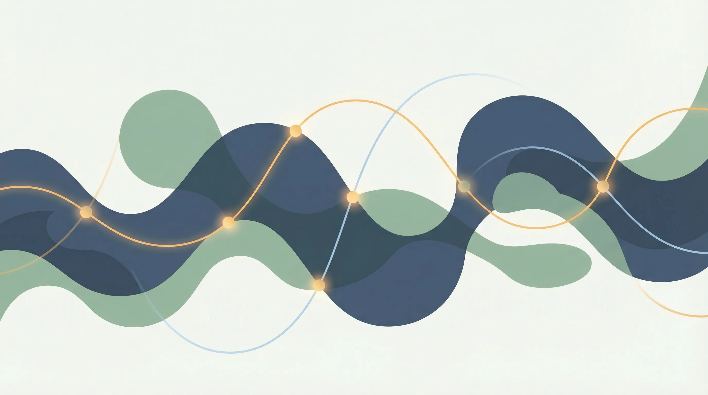 Abstract illustration of investor networking paths showing connected warm introduction routes for startup fundraising