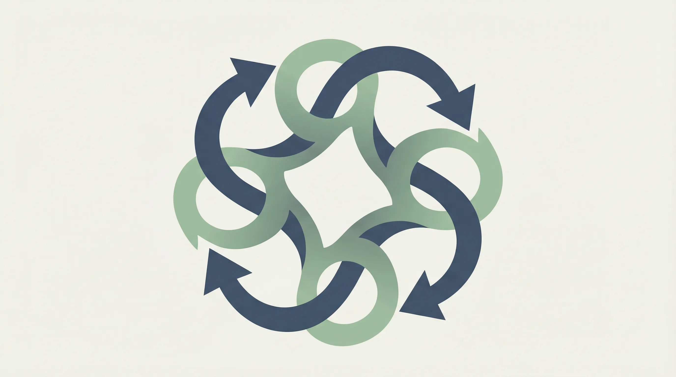 Referral flywheel illustration showing interconnected arrows representing continuous B2B customer growth through referrals